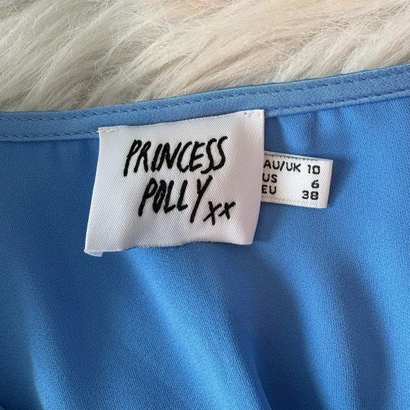 Princess Polly Parsons Long Sleeve Mini Dress Blue Bodycon V-Ncek Silky Size 6 - Picture 6 of 12